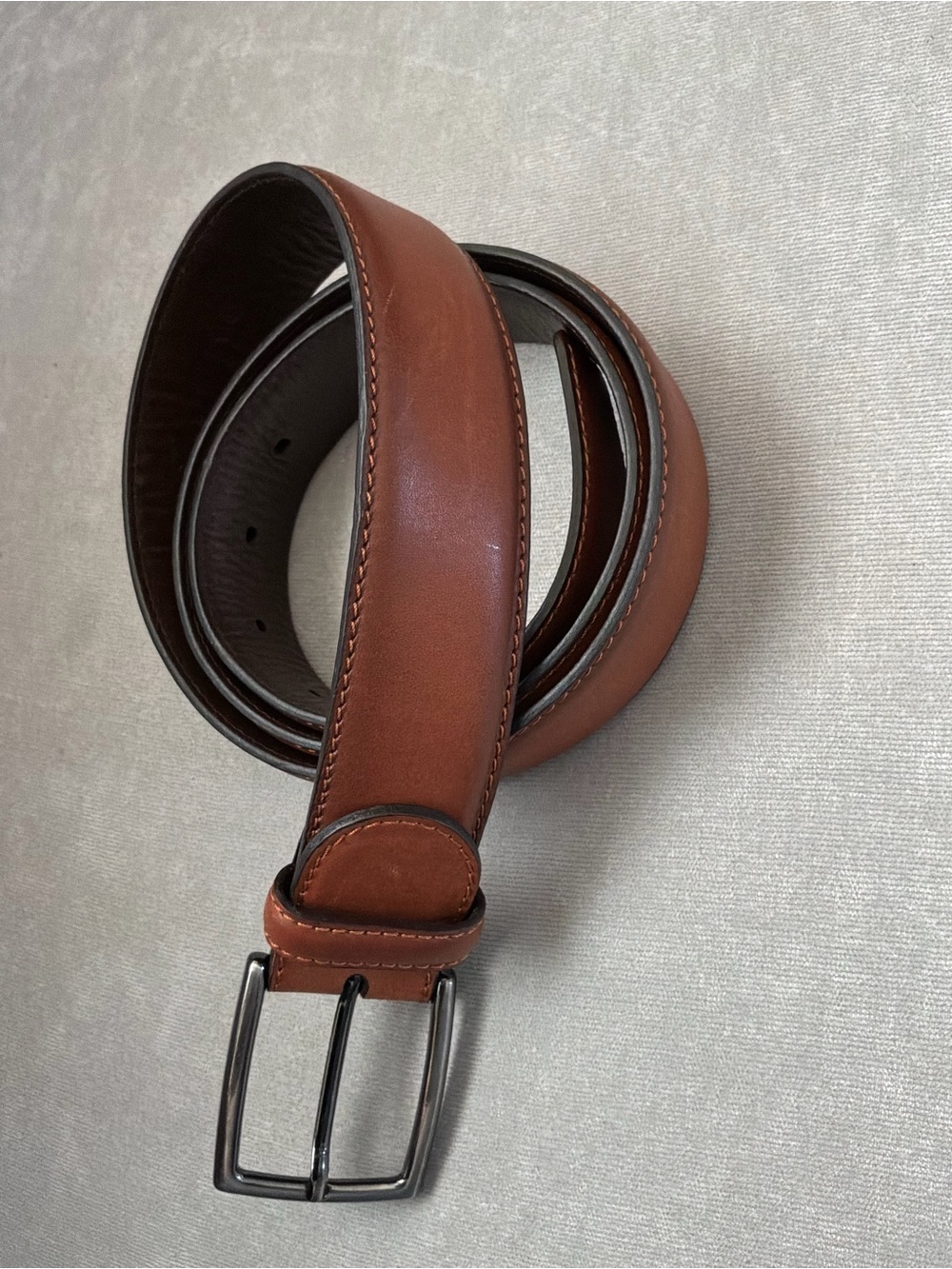 Saks Fifth Ave Brown Silver Tone Buckle Leather Belt Size 40